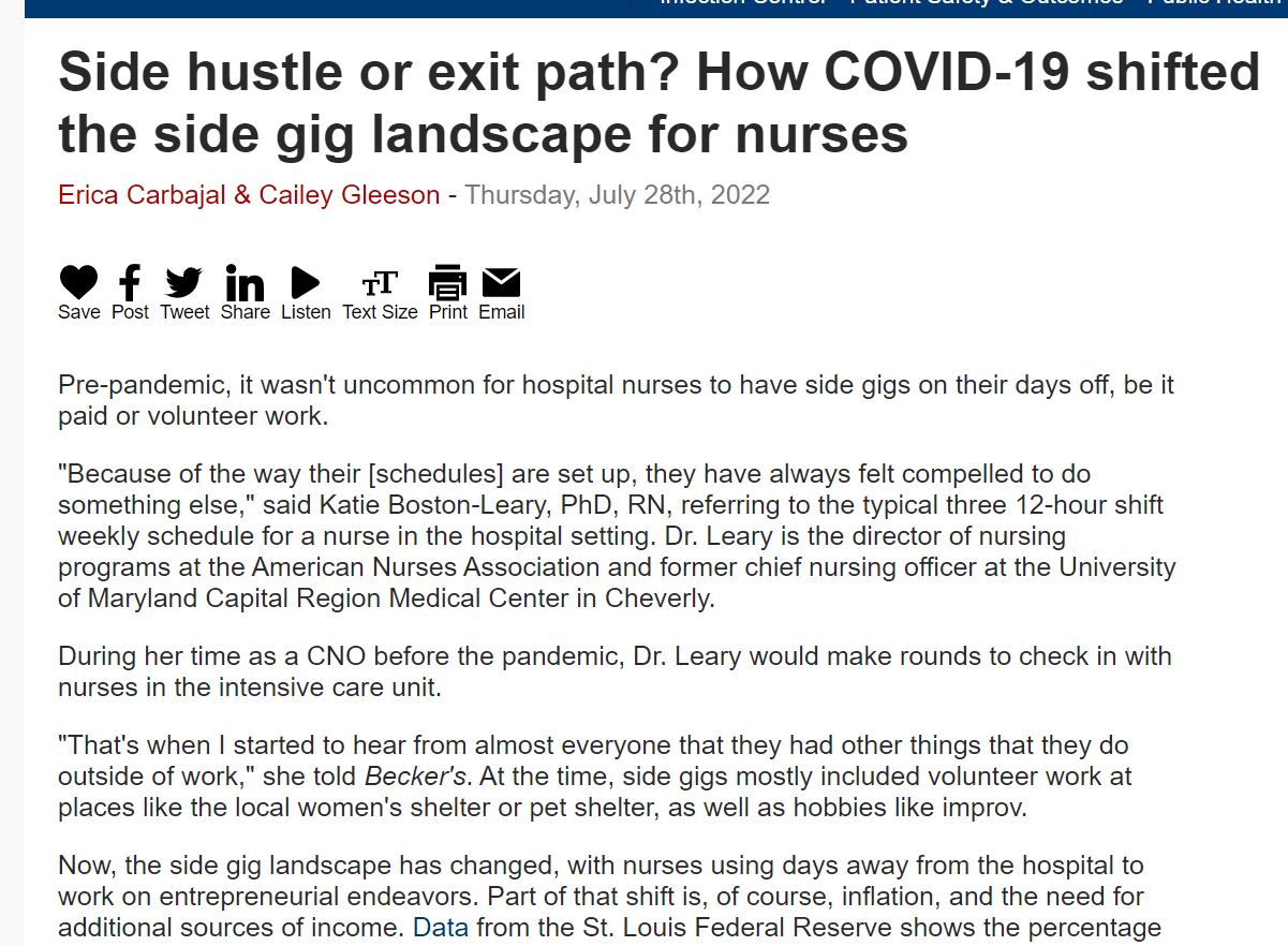Press: Heather Walsh, Owner, Quoted in Article About Alternative Career Options for Nurses